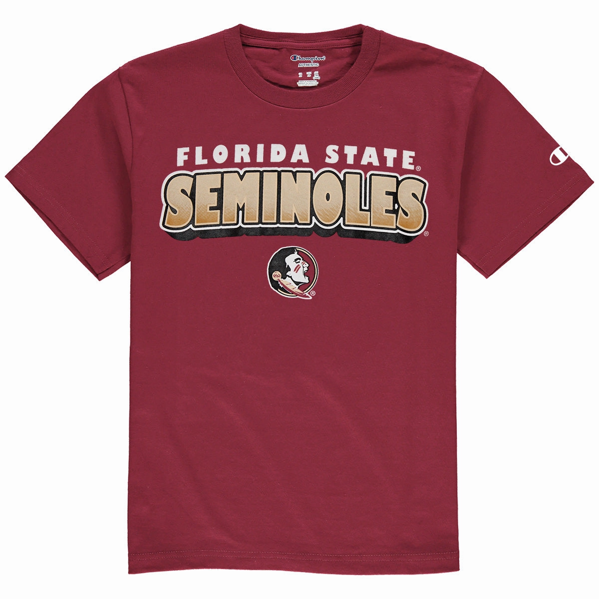 Champion Toddler Florida State Seminoles/Seminole Logo Short Sleeve T-shirt - Garnet Holiday Casual Unisex Core