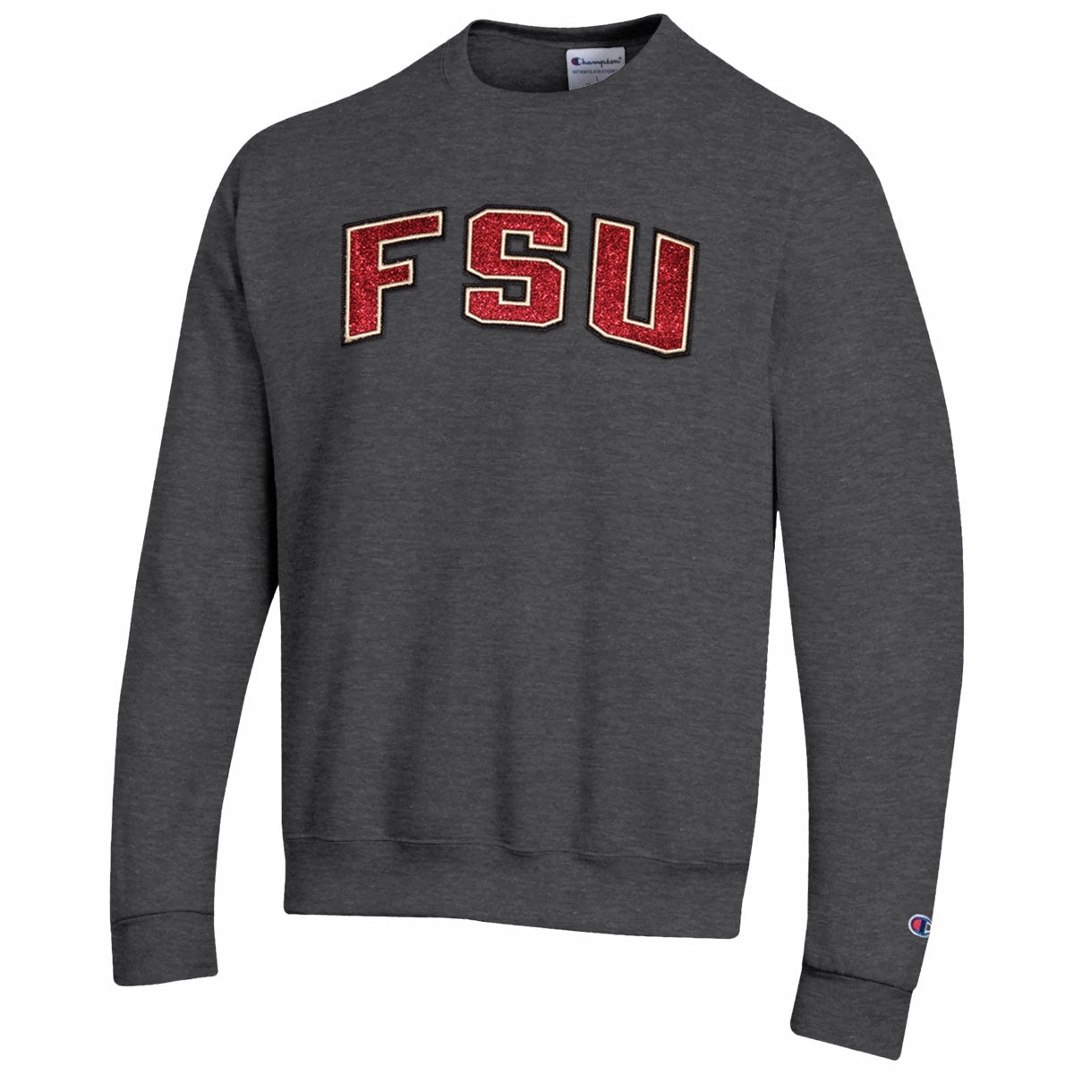 hot climate Historical - significant Champion Women's FSU Glitter Twill Design Powerblend Crew Fleece - Granite