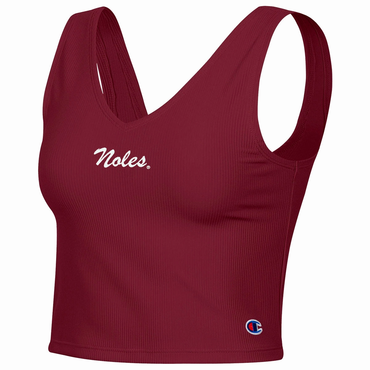 Double Layered Hem Champion Women's Noles V-neck Crop Tank - Garnet