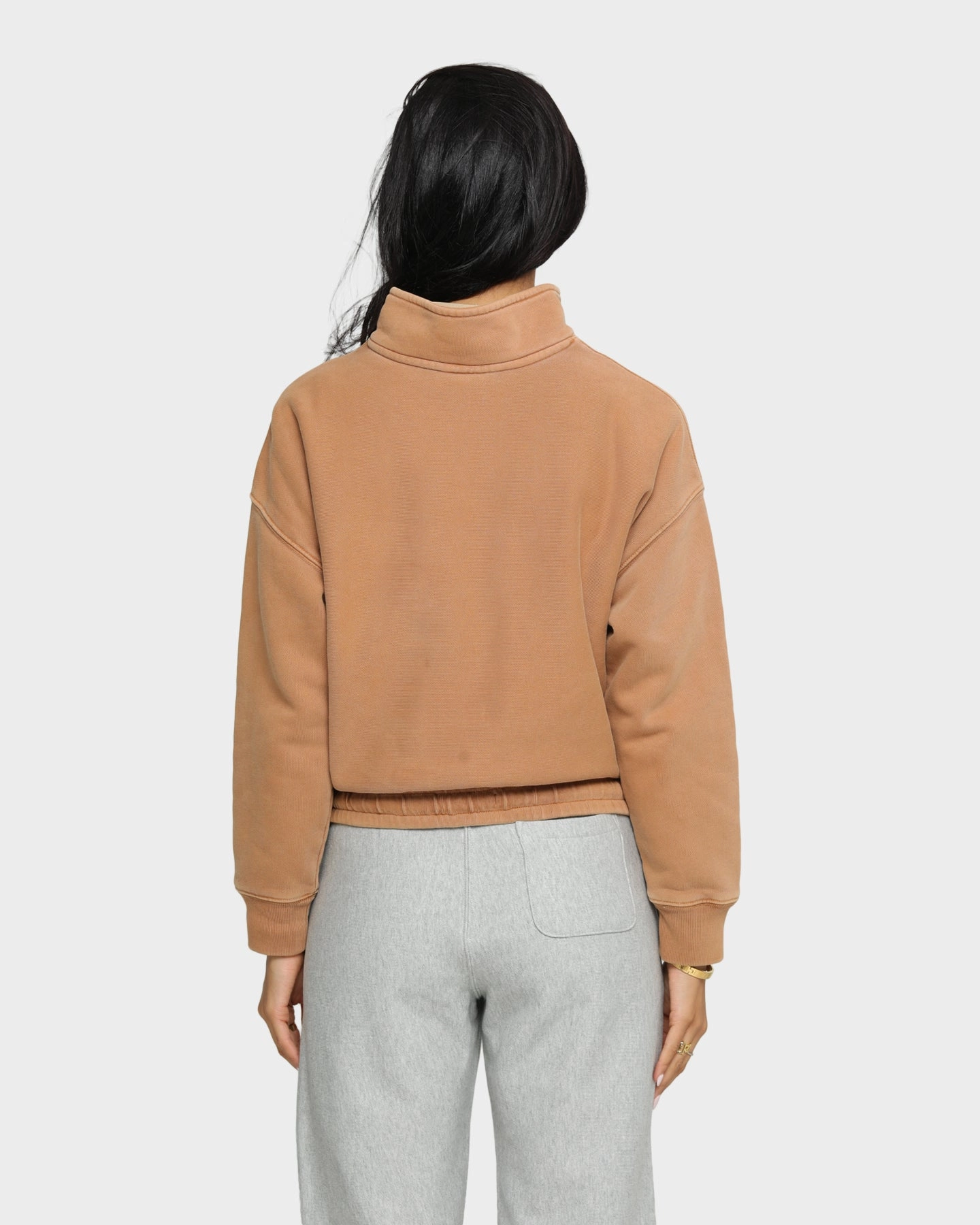 Heal Rain Blocker Champion Women's Rev Weave Garment Dye Quarter Zip Pullover Burnt Caramel