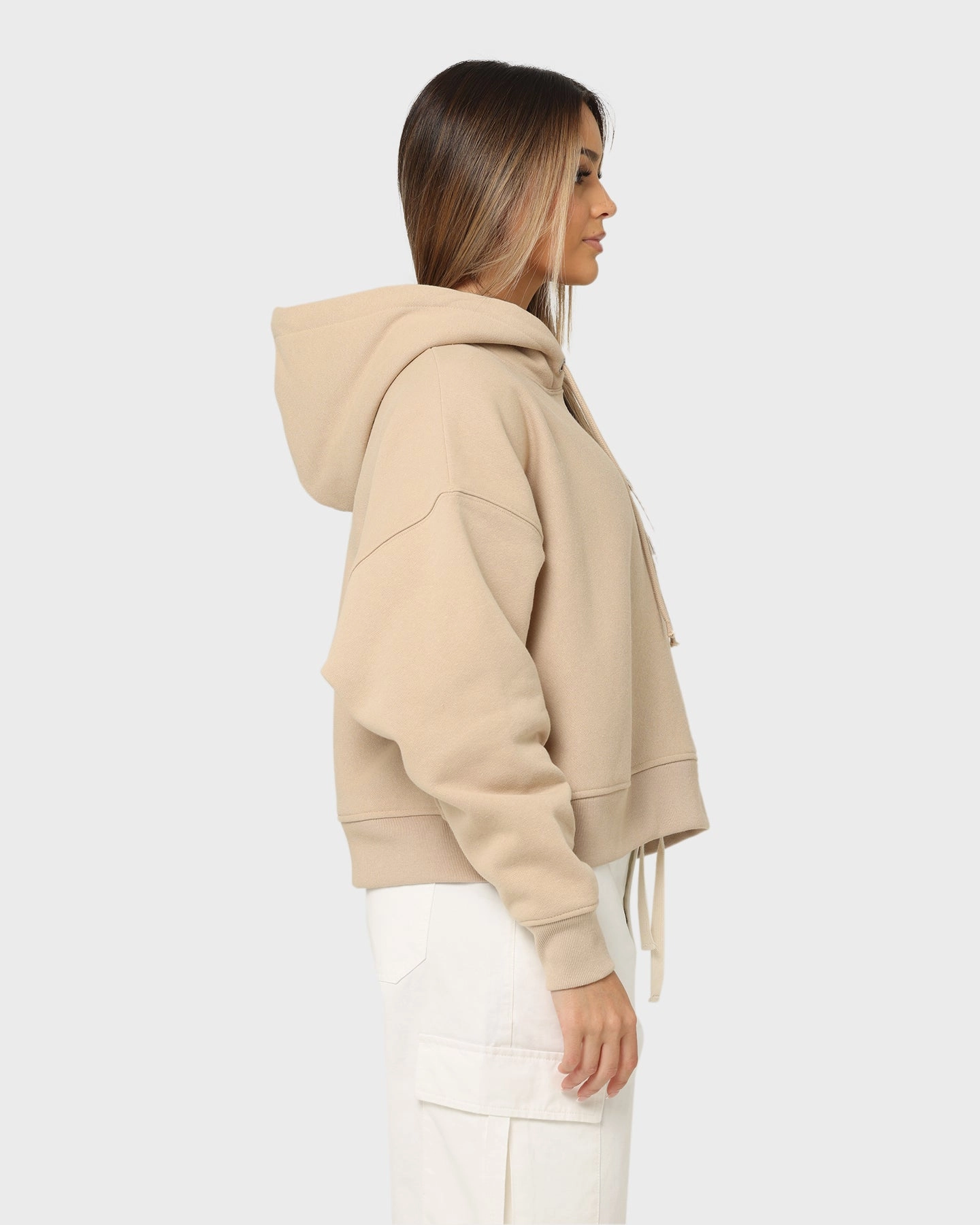 Ventilation Grommets Surf Champion Women's Reverse Weave Level Up Hoodie Cafe Latte