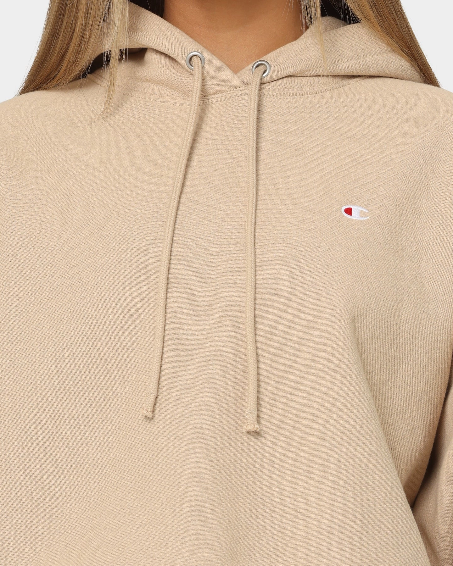 Champion Women's Reverse Weave Level Up Hoodie Cafe Latte popular in Asia