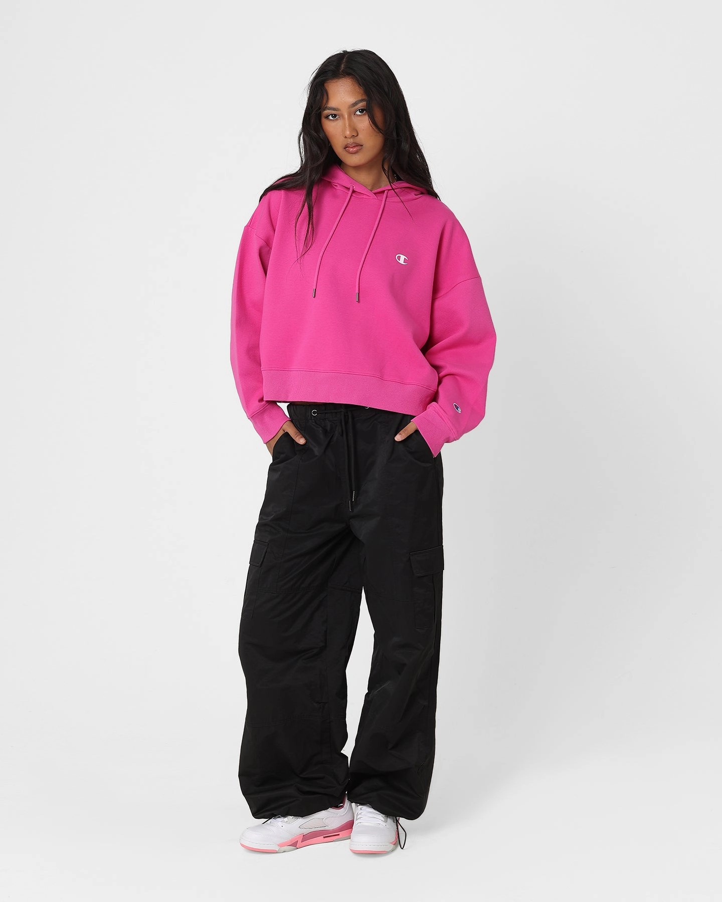 Tie thermal Champion Women's Rochester Base Hoodie Peony Parade Pink