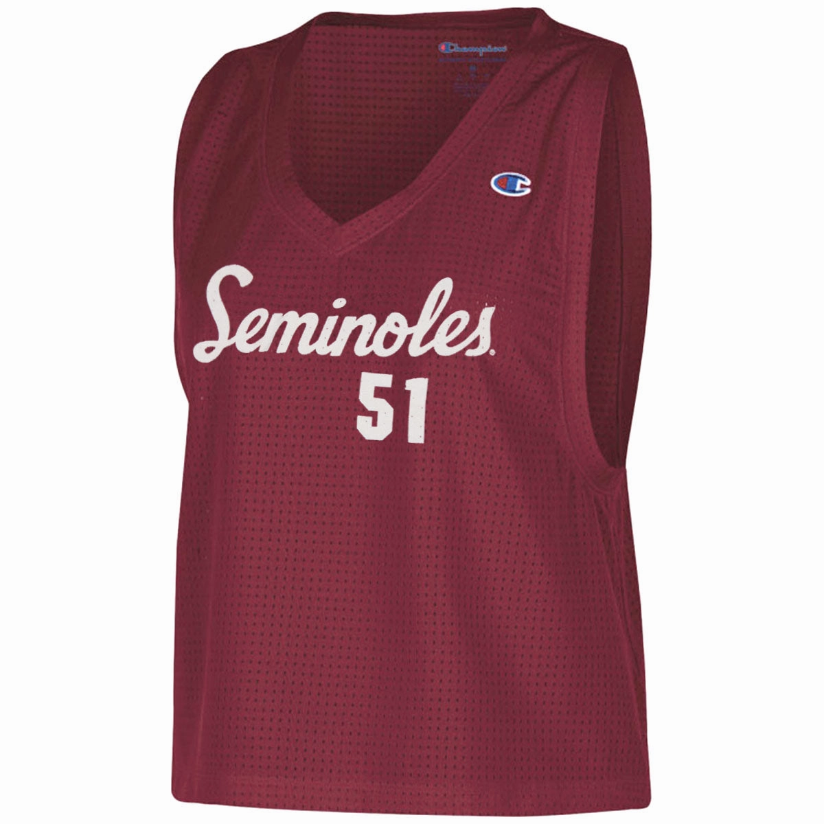 Champion Women's Seminoles 51 Mesh V-neck Tank - Garnet Flexi Stretch Material High Stretch Fabric