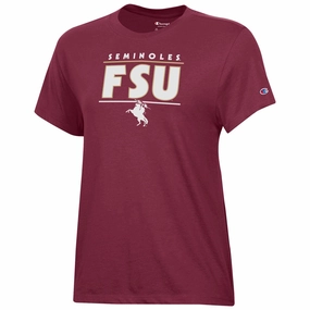 Champion Women's Seminoles/FSU Unconquered Silhouette Short Sleeve T-shirt - Garnet Elegant Detail Comfy Touch