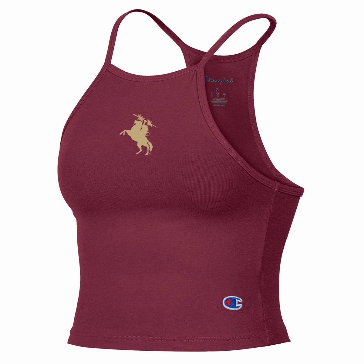 Champion Women's Unconquered Silhouette Halter Crop Top - Garnet Allied - compatible Heritage - preserving