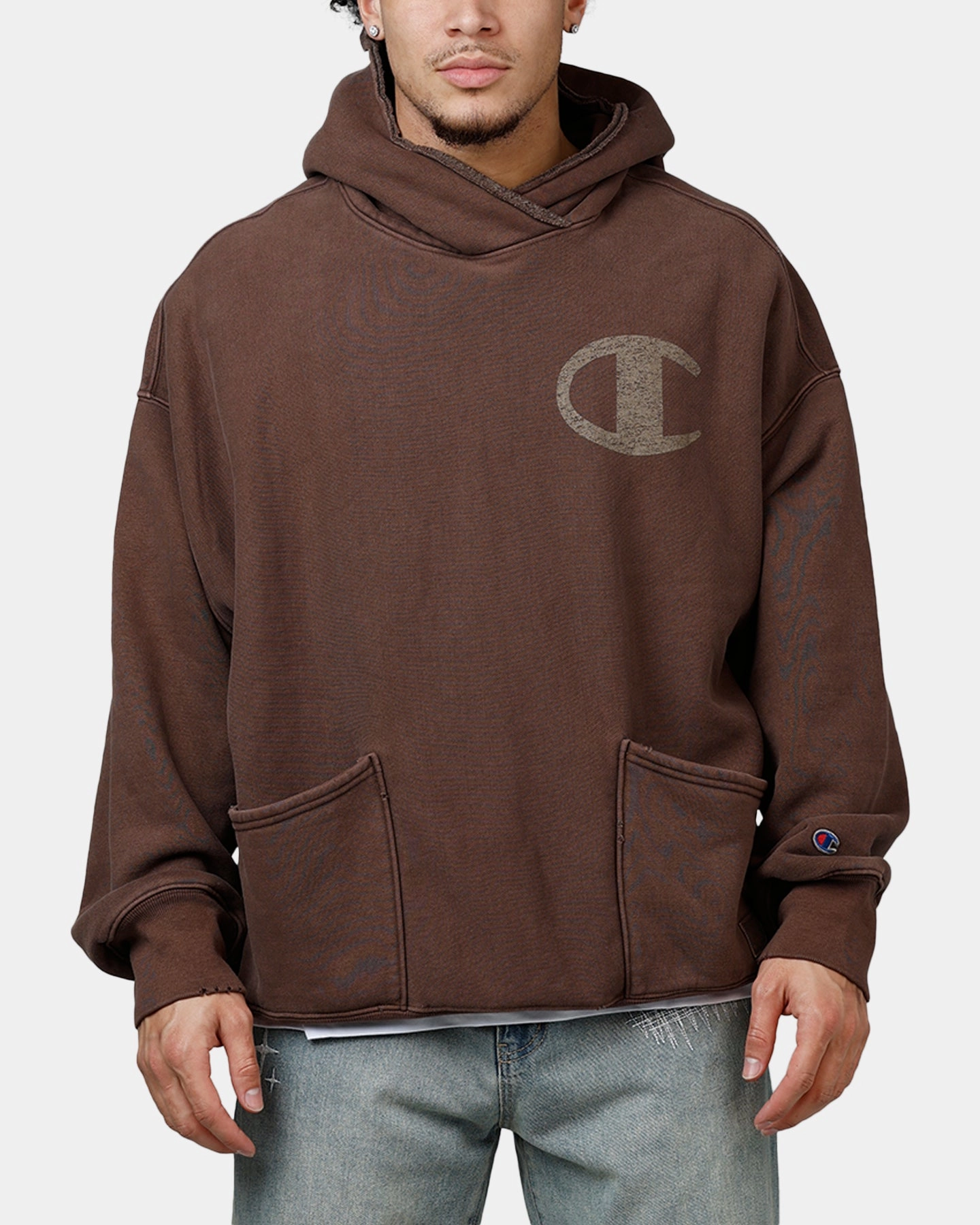 Short Secure Chest Pocket Champion XXL Hoodie Chocolate