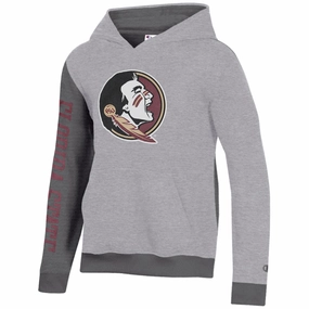 Champion Youth Seminole Logo Superfan Hoodie - Grey/Granite Ergonomic Tailoring Flexible Elbow Patches