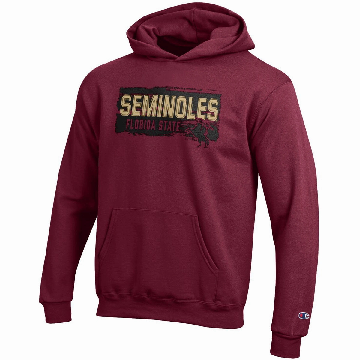Champion Youth Seminoles Florida State Unconquered Silhouette Design Hoodie - Garnet Adjustable Hem Quilted Pattern