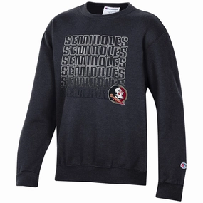 Champion Youth Seminoles/Seminole Logo Design Crew Fleece - Black Functional Look All Weather Adaptability