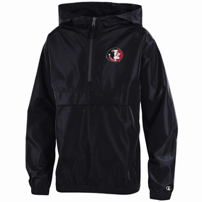Ergonomic Seams Champion Youth Vault Seminole Logo Packable Jacket - Black