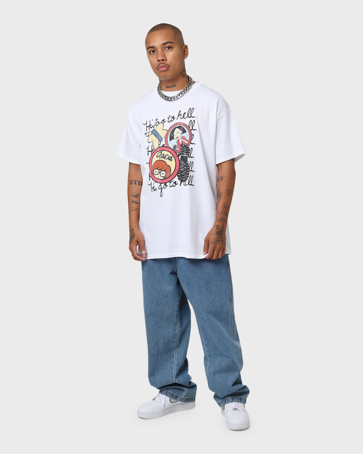 American Thift X Daria Go To Hell T-Shirt White Lint Resistant Surface Classic Wearable