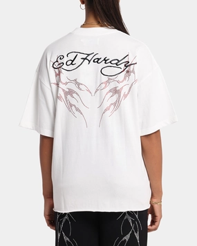 Fit for Any Season Ed Hardy Techno Rhinestone T-Shirt Off White