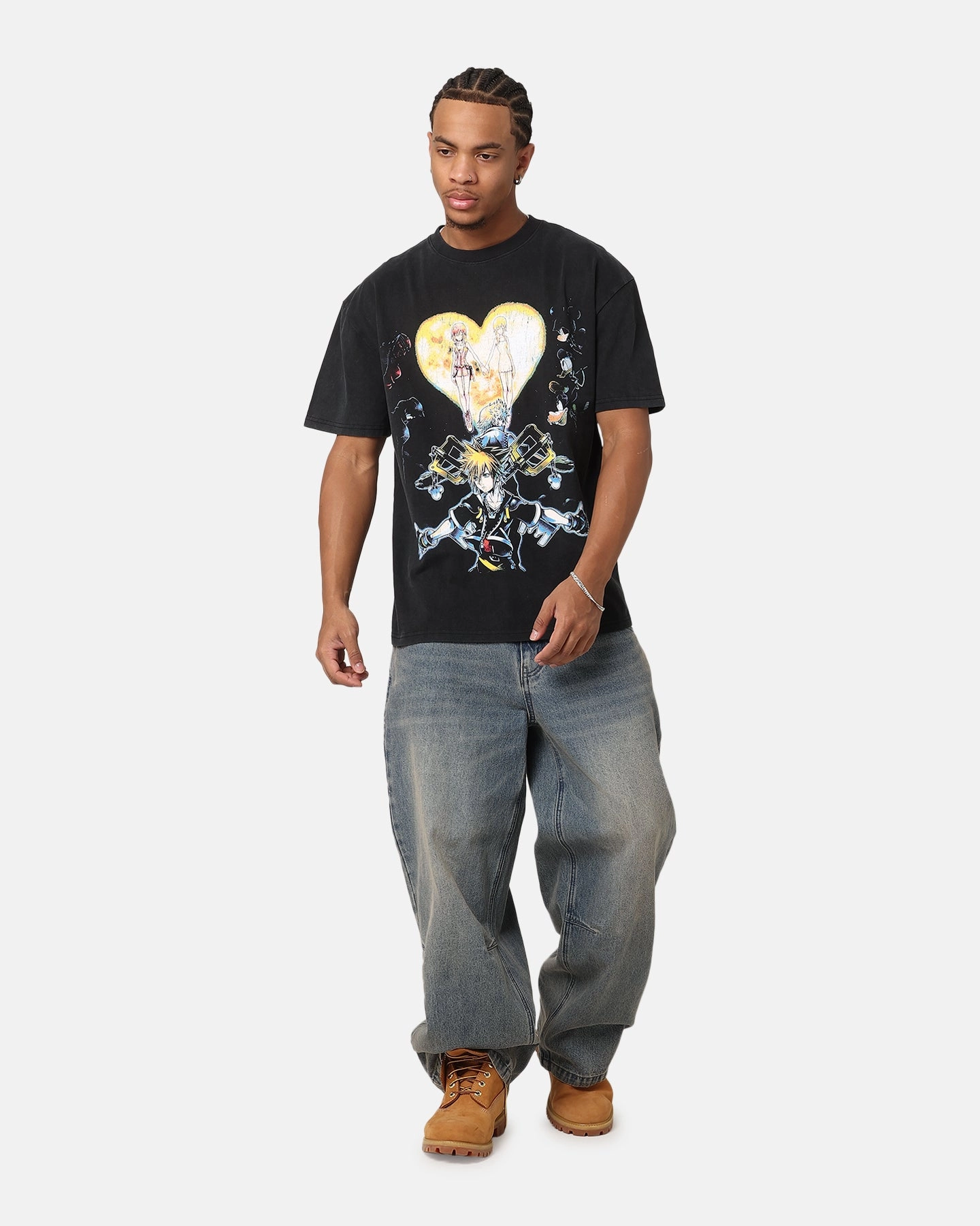 Relaxing Fit Thermal Regulation Fabric Goat Crew X Kingdom Hearts Heavy T-Shirt Vintage Black