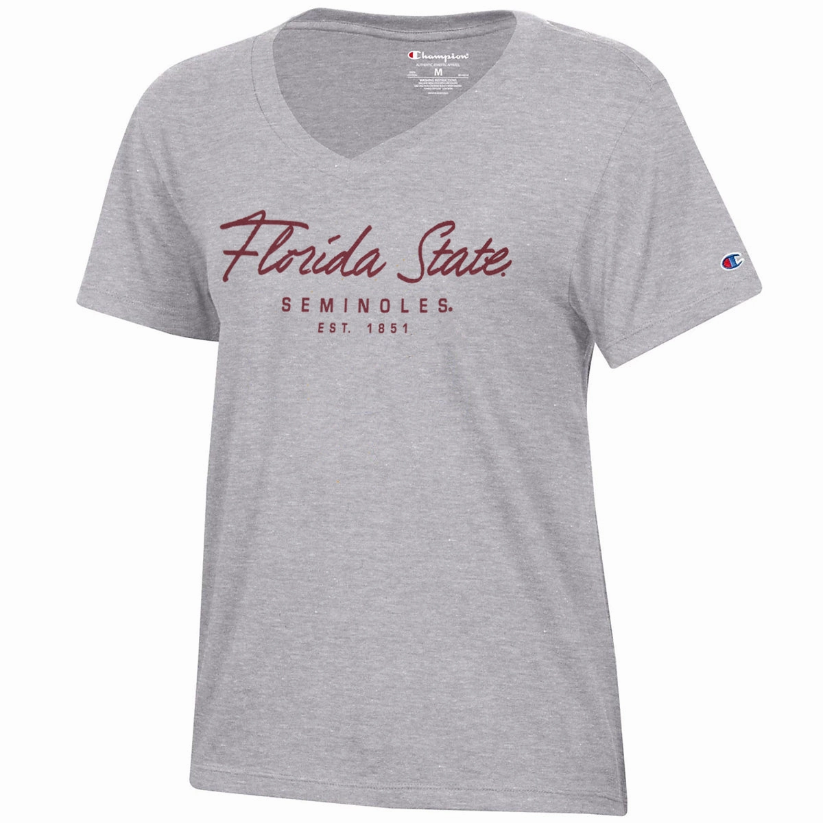 Champion Women's Florida State Seminoles Design Short Sleeve V-neck T-shirt - Oxford Simple Yet Elegant
