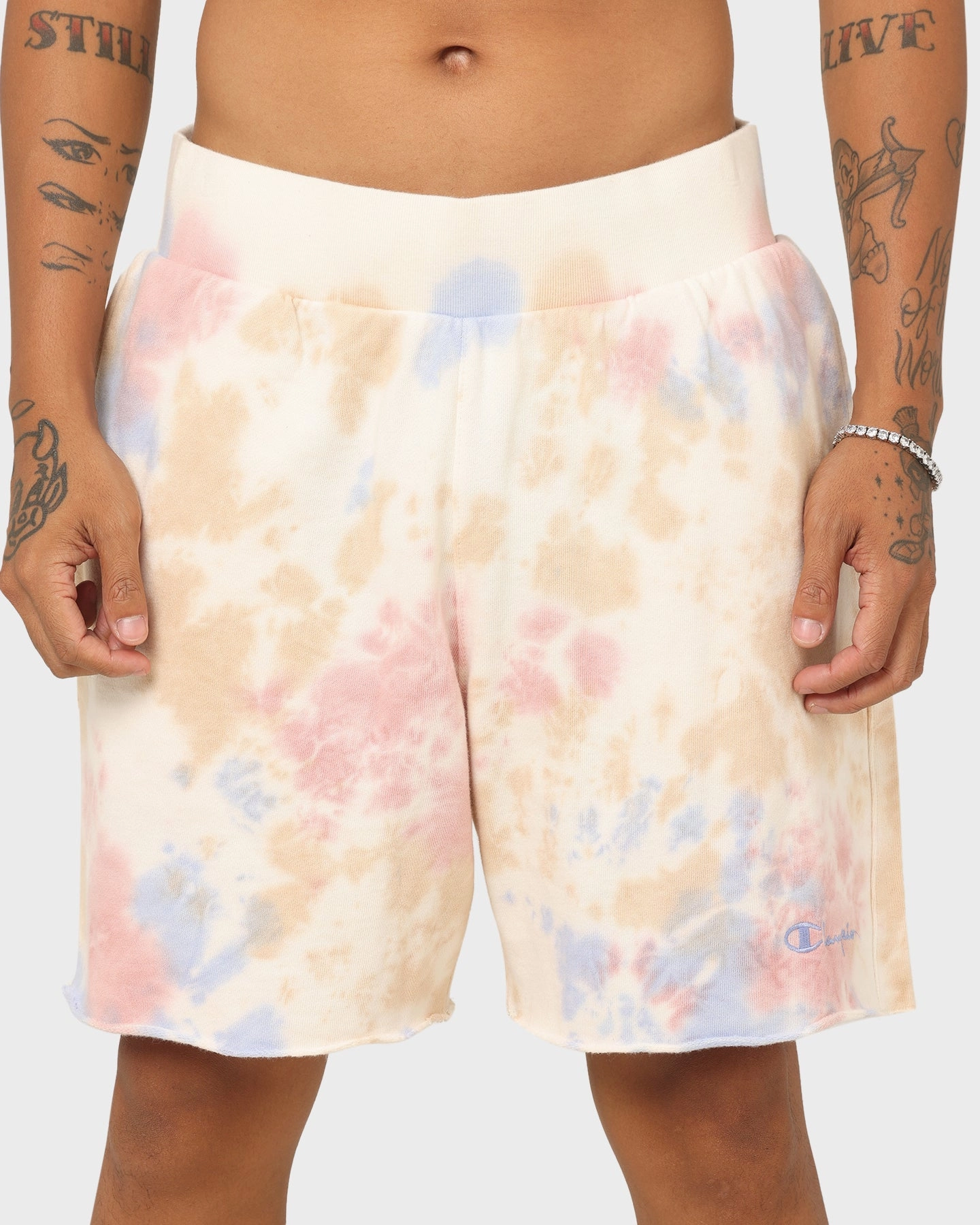Wear Resistant Fabric Athletic Silhouette Champion Lightweight Fleece Sun Washed Shorts Pink Beige