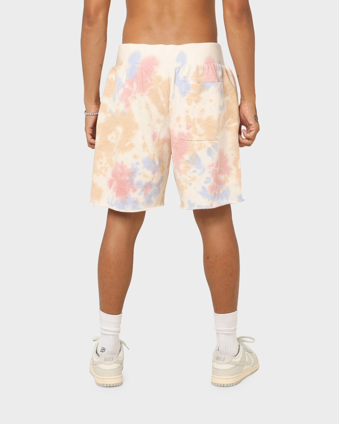 Champion Lightweight Fleece Sun Washed Shorts Pink Beige fade resistant color