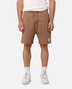 Carre Floral Fleece Shorts Brown Wide Range Motion