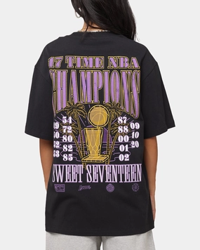 Mitchell & Ness Los Angeles Lakers 17-Time NBA Champions T-Shirt Faded Black discount offer LayeredSleeveConstruction