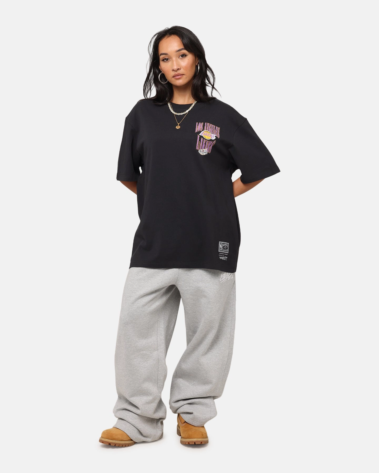 Light Fit Wear Mitchell & Ness Los Angeles Lakers 17-Time NBA Champions T-Shirt Faded Black