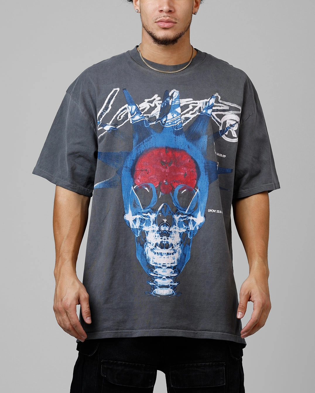 Relaxed and Easy Loiter Brain Rot Vintage T-Shirt Charcoal