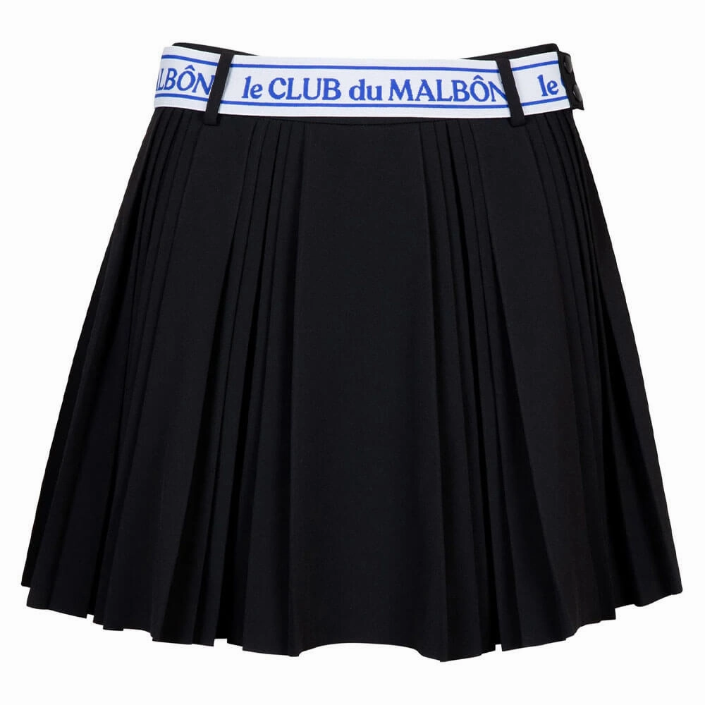 Malbon Joelle Pleated Golf Skirt Black - SS25 Women Easy Fit Sheer Overlay