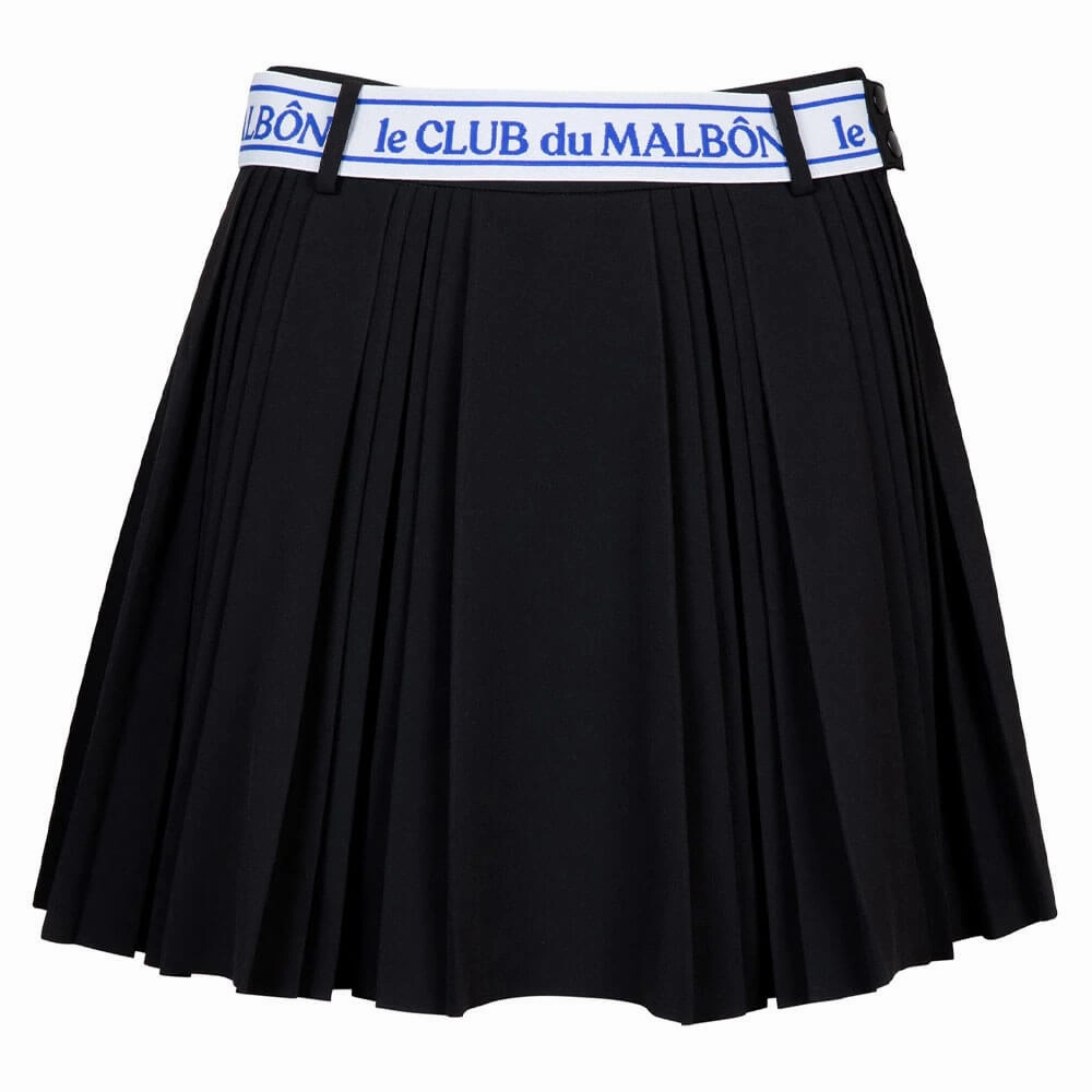 Malbon Joelle Pleated Golf Skirt Black - SS25 Women High Waist