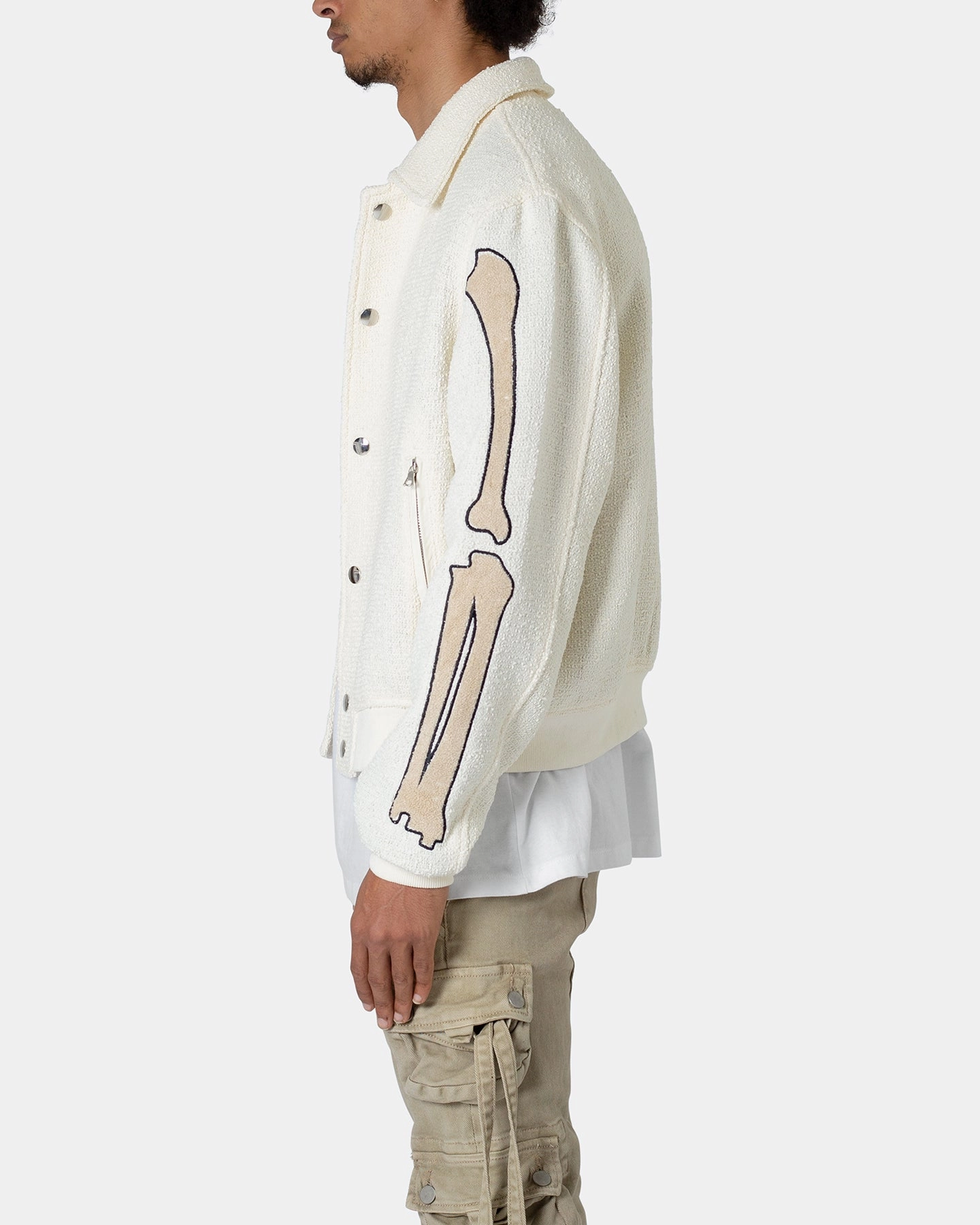 Secure MNML Skeleton Varsity Jacket Cream