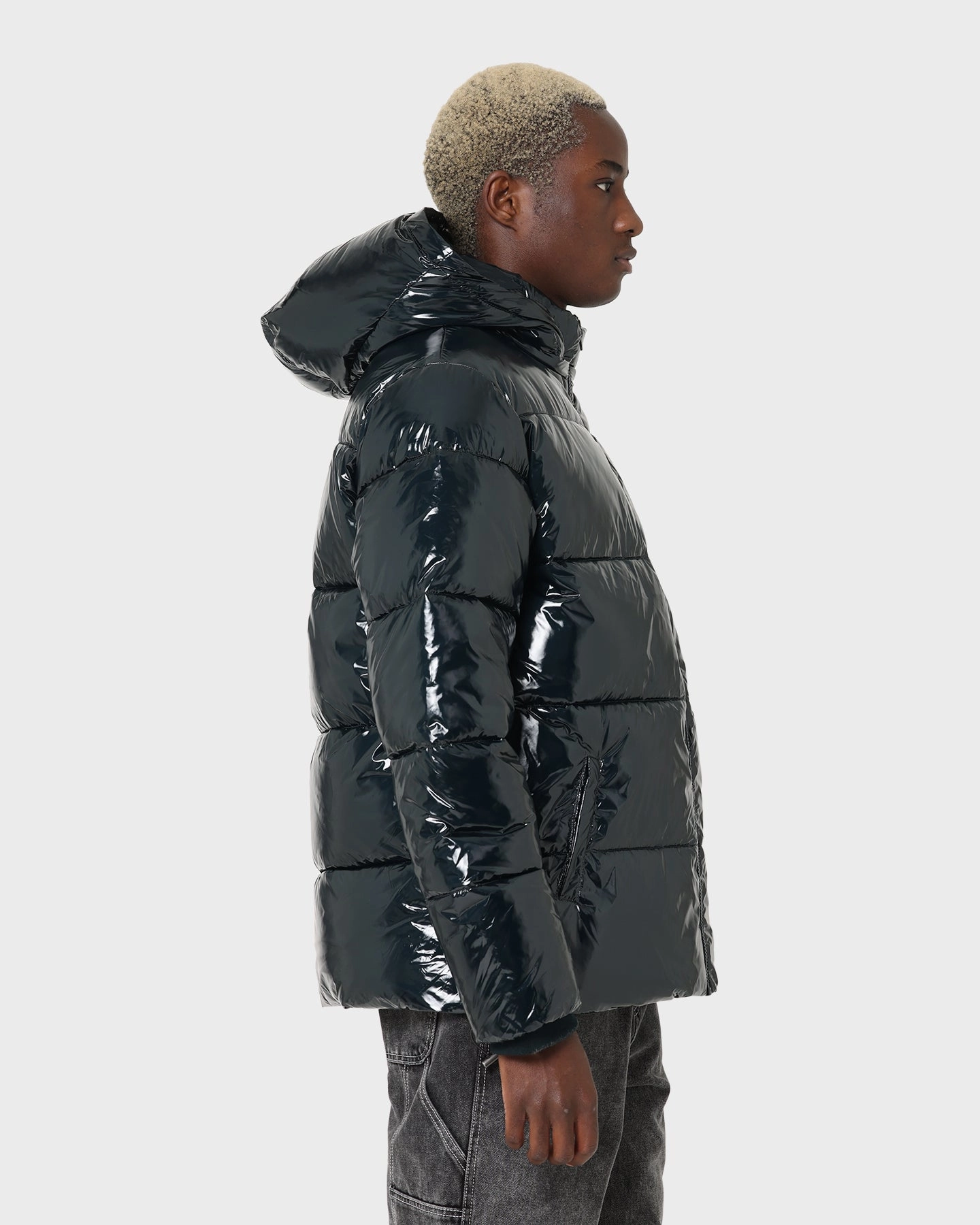 Champion High Shine Puffer Jacket Black Love