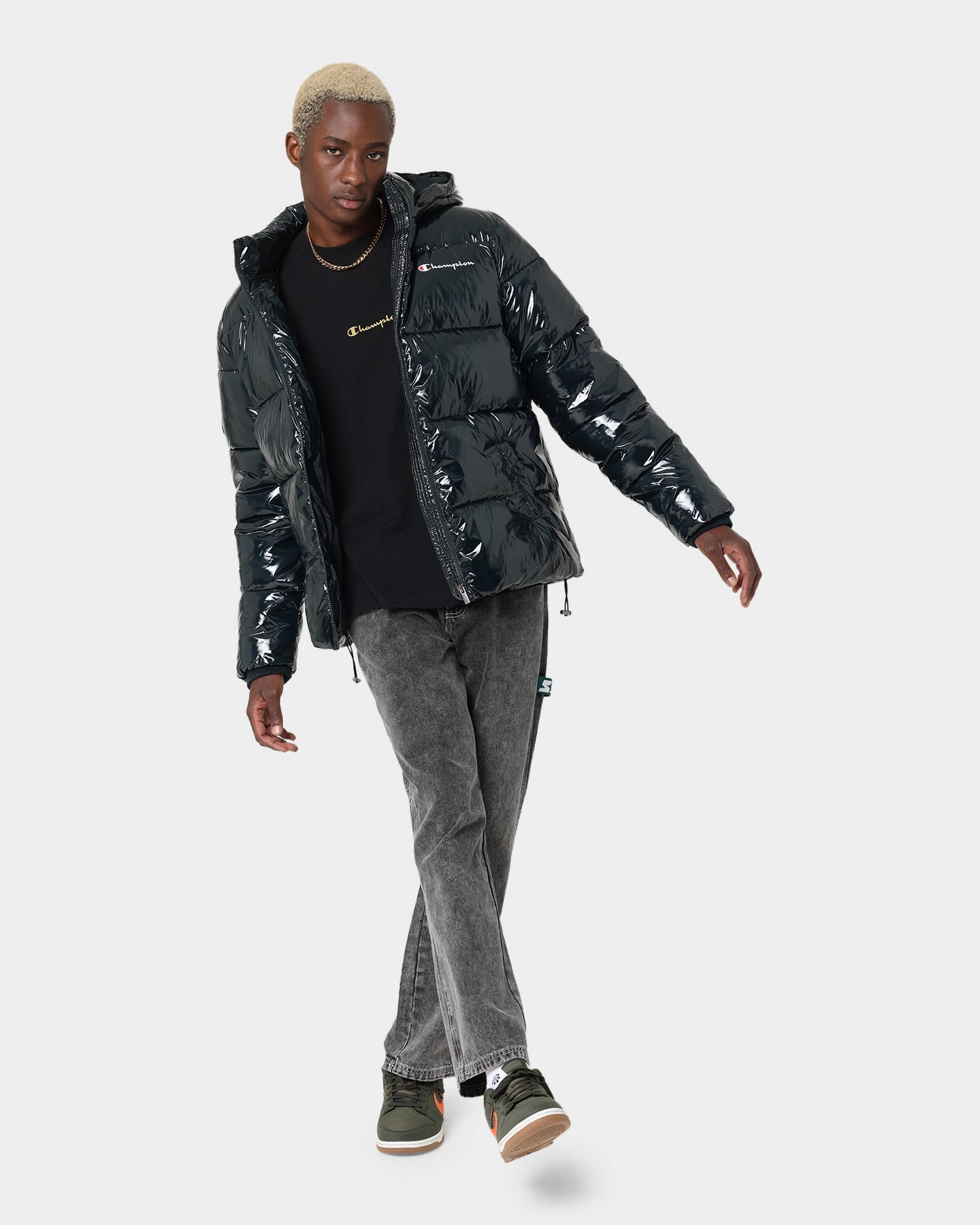 Champion High Shine Puffer Jacket Black Protective Comfort
