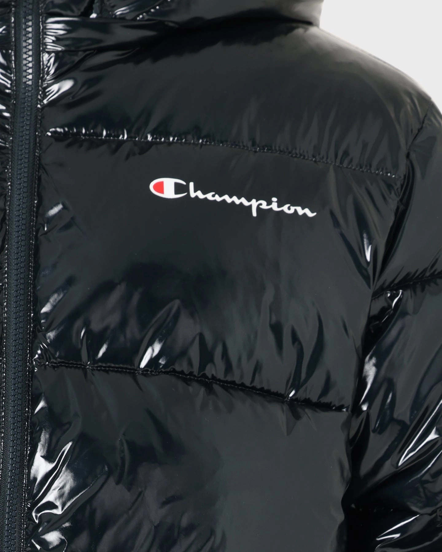 Rugged Durability Winter Layers Champion High Shine Puffer Jacket Black