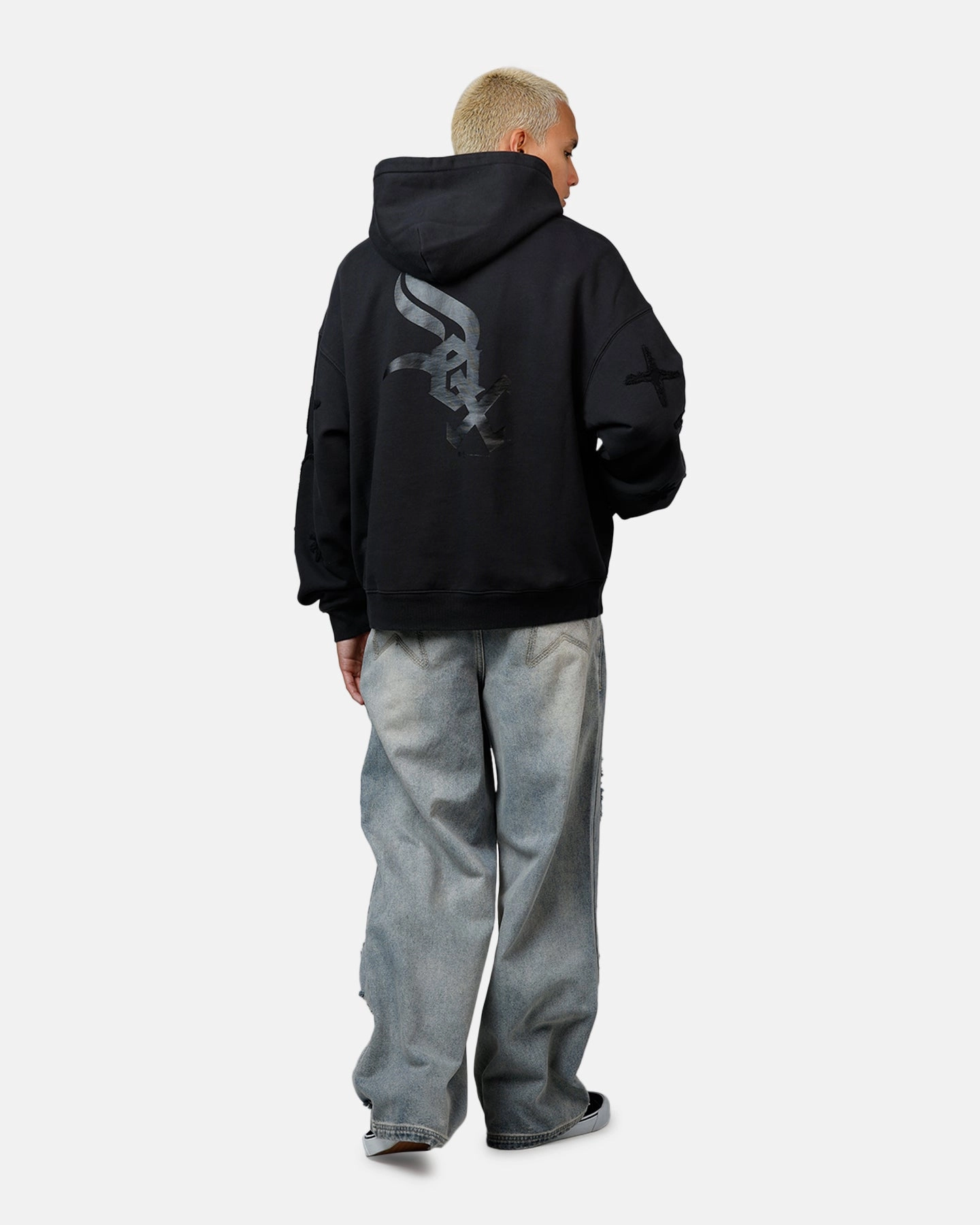 FlexibleMovement Eco-Friendly Fabric Mitchell & Ness Chicago White Sox Starburst Hoodie Faded Black