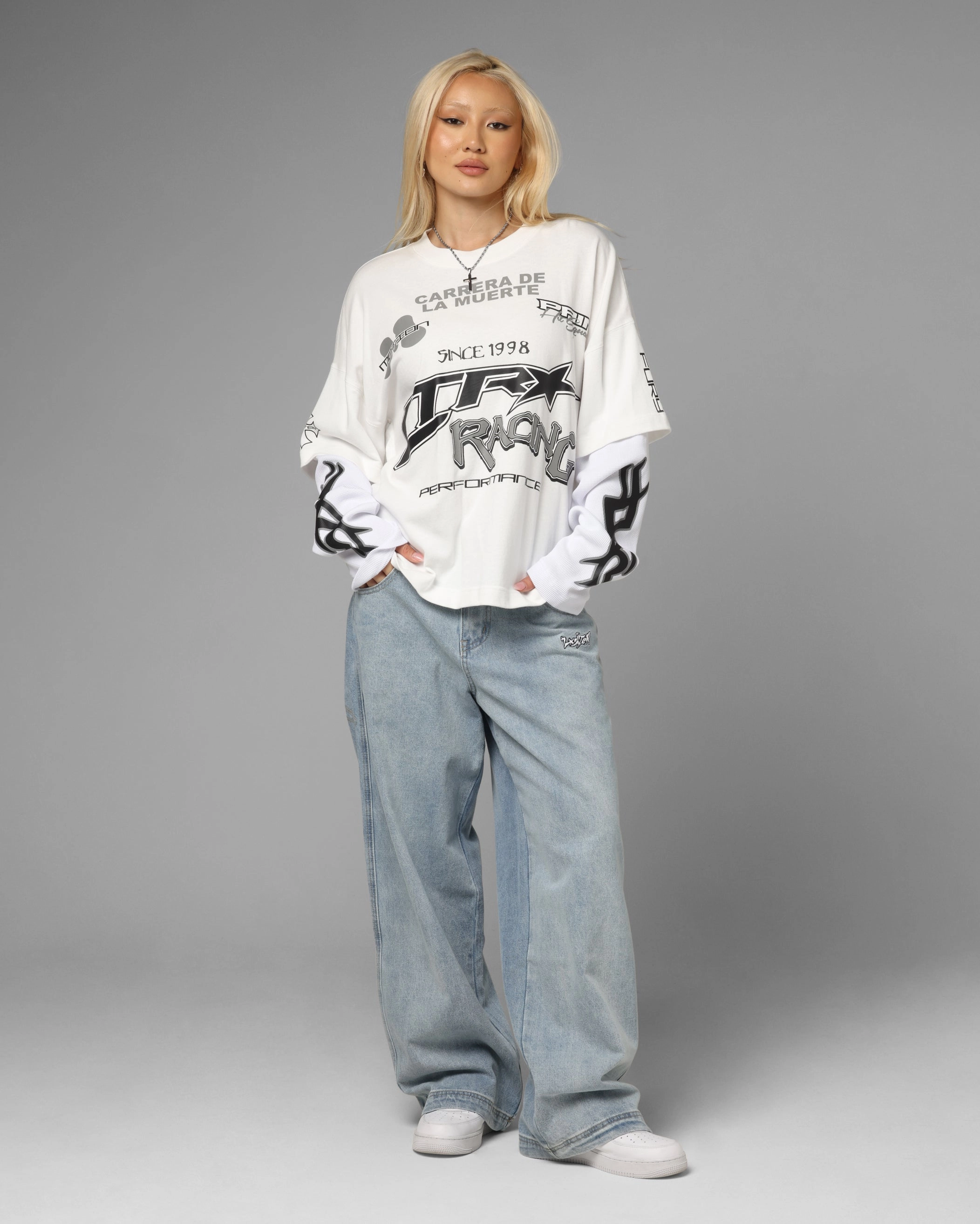Loiter Performance Layered Long Sleeve T-Shirt Off White Non Irritating Collar Casual Choice