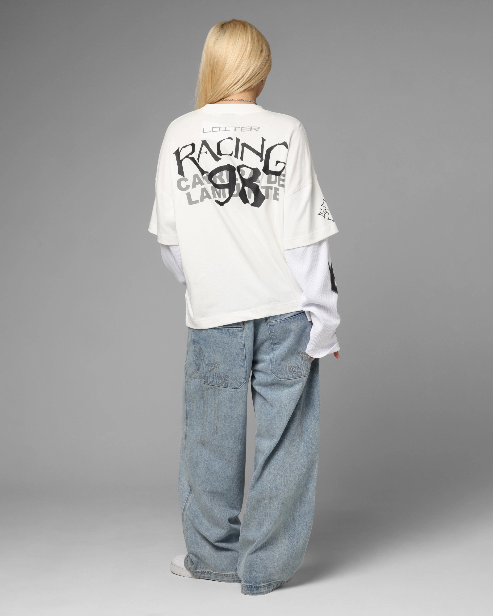 Loiter Performance Layered Long Sleeve T-Shirt Off White Sustainable Dye Process