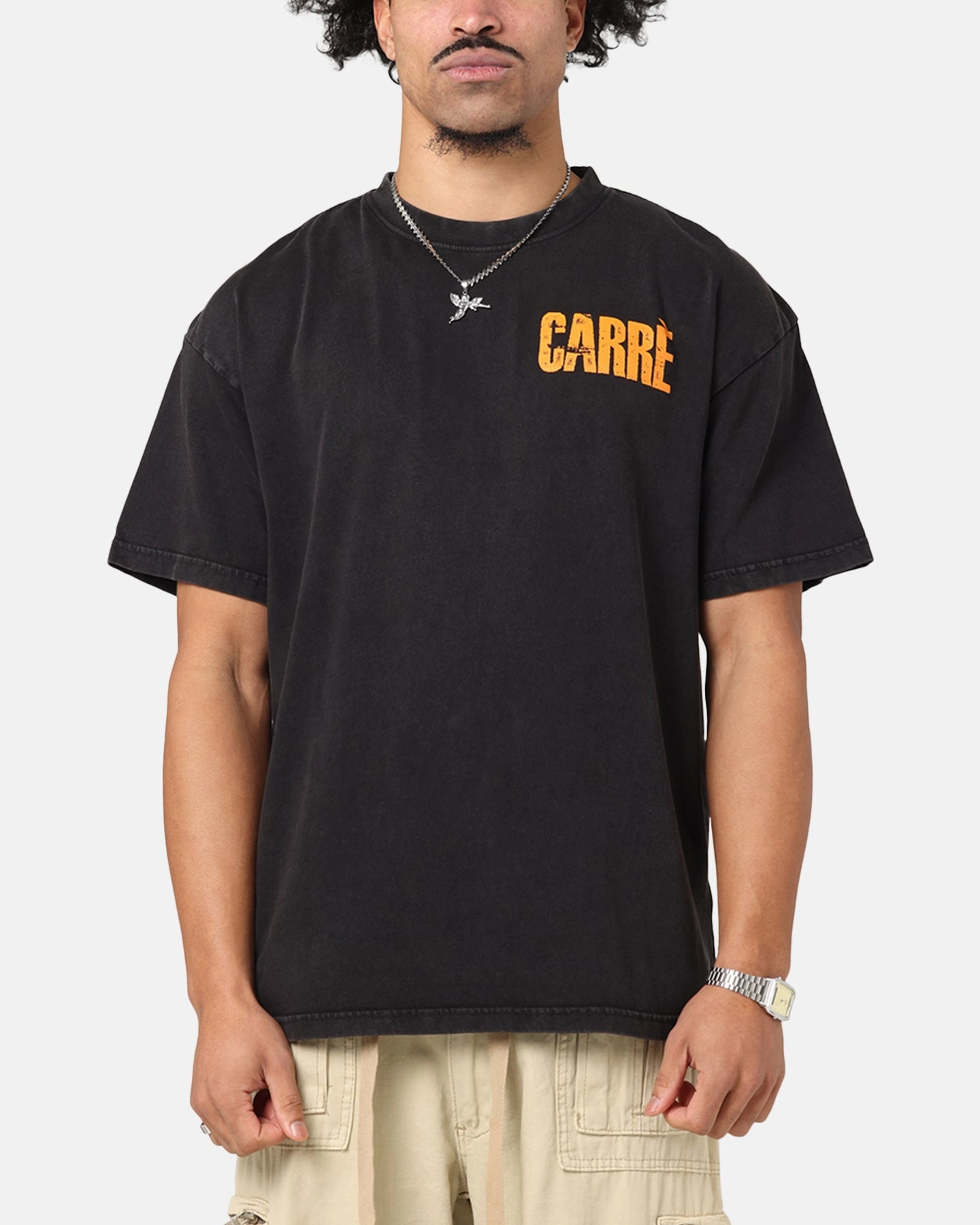 Carre Trenches T-Shirt Black Acidwash Fit for Any Season Light Comfort Style