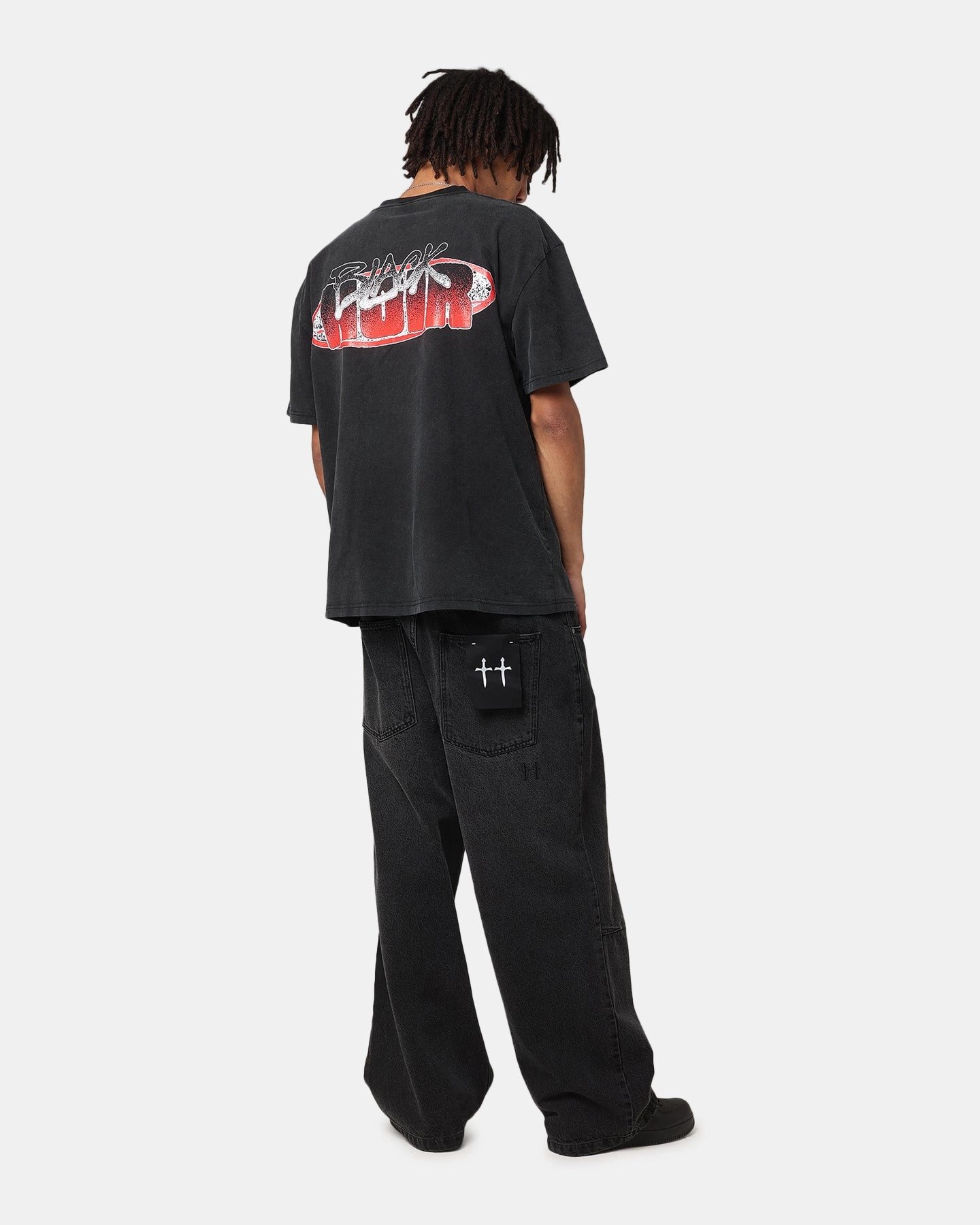 Goat Crew X The Boys Black Noir Vintage T-Shirt Black Acidwash All-Season Wear Flexible Ribbed Neckline