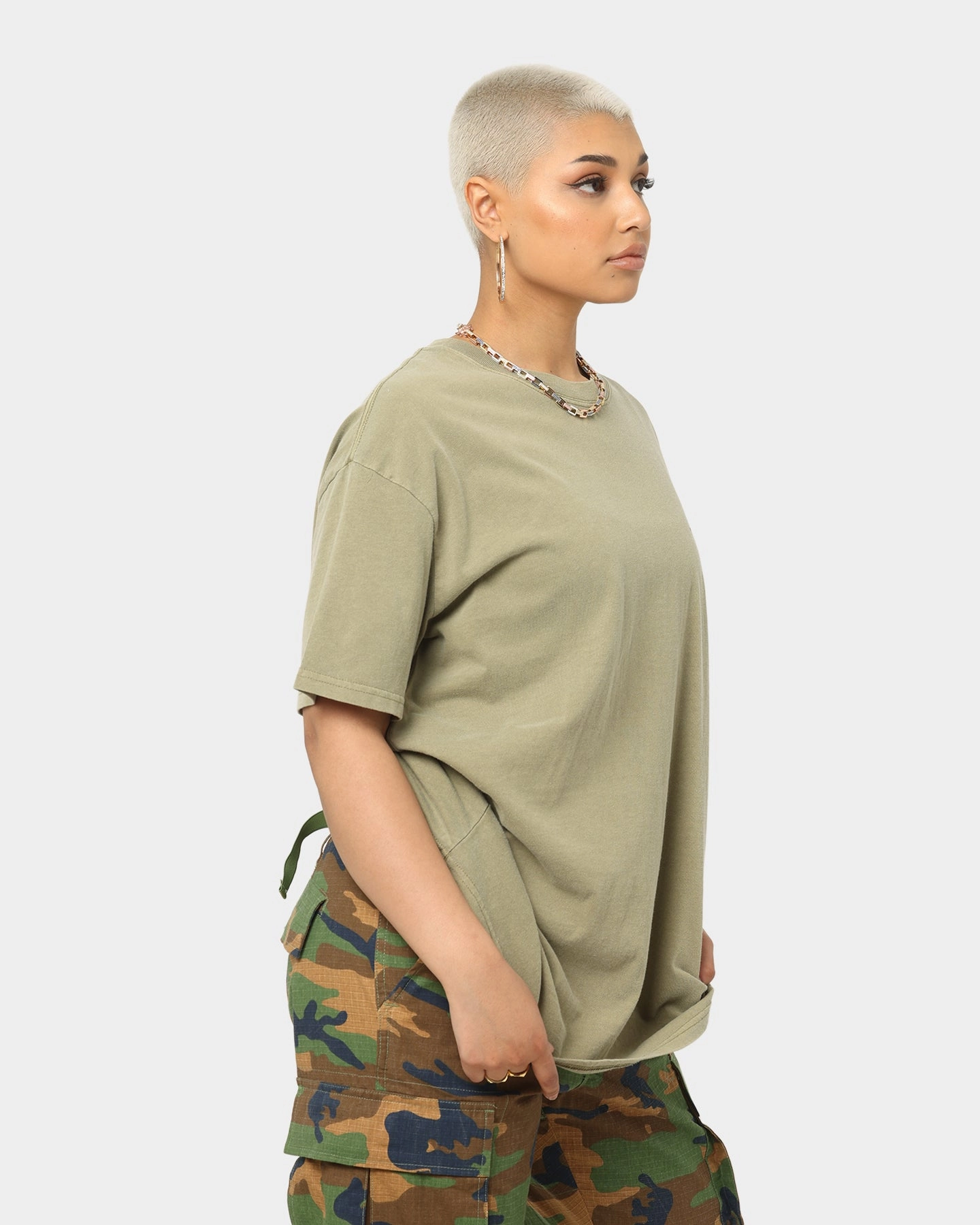 ReinforcedNeckline Stussy Spring Weeds T-Shirt Pigment Light Khaki