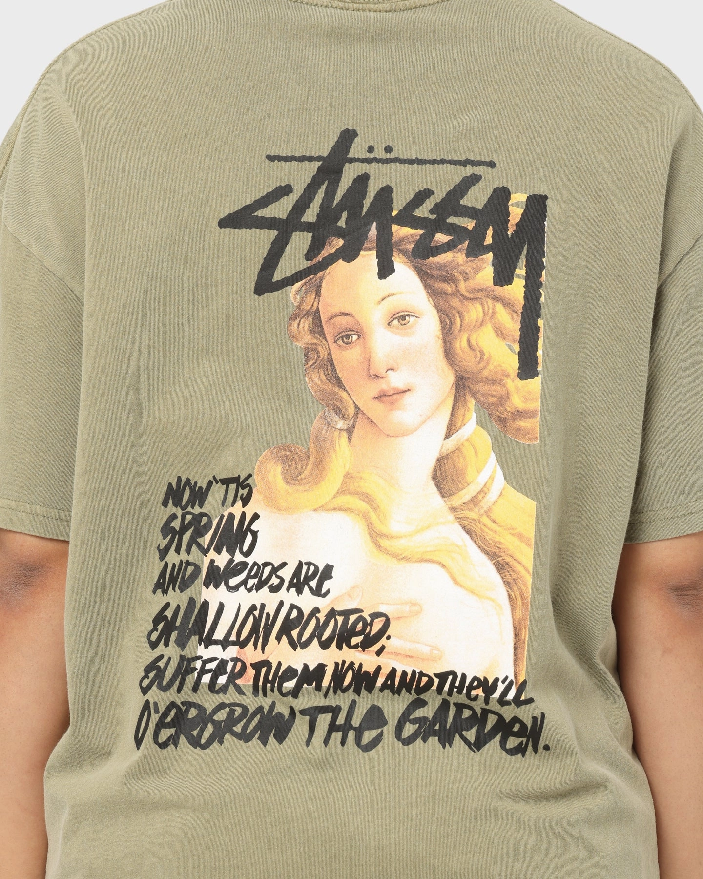 Stylish and Relaxed Stussy Spring Weeds T-Shirt Pigment Light Khaki