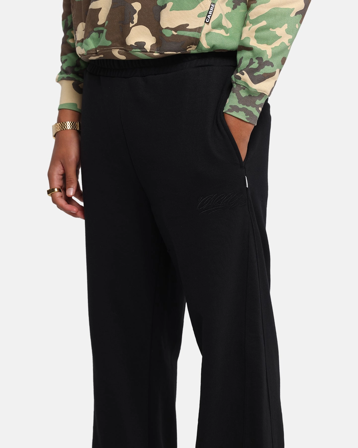 Carre Grit Trackpants Black AdjustableDrawstring No Ride Up