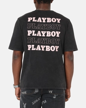 Playboy Stack Washed T-Shirt Washed Black Relaxing Day
