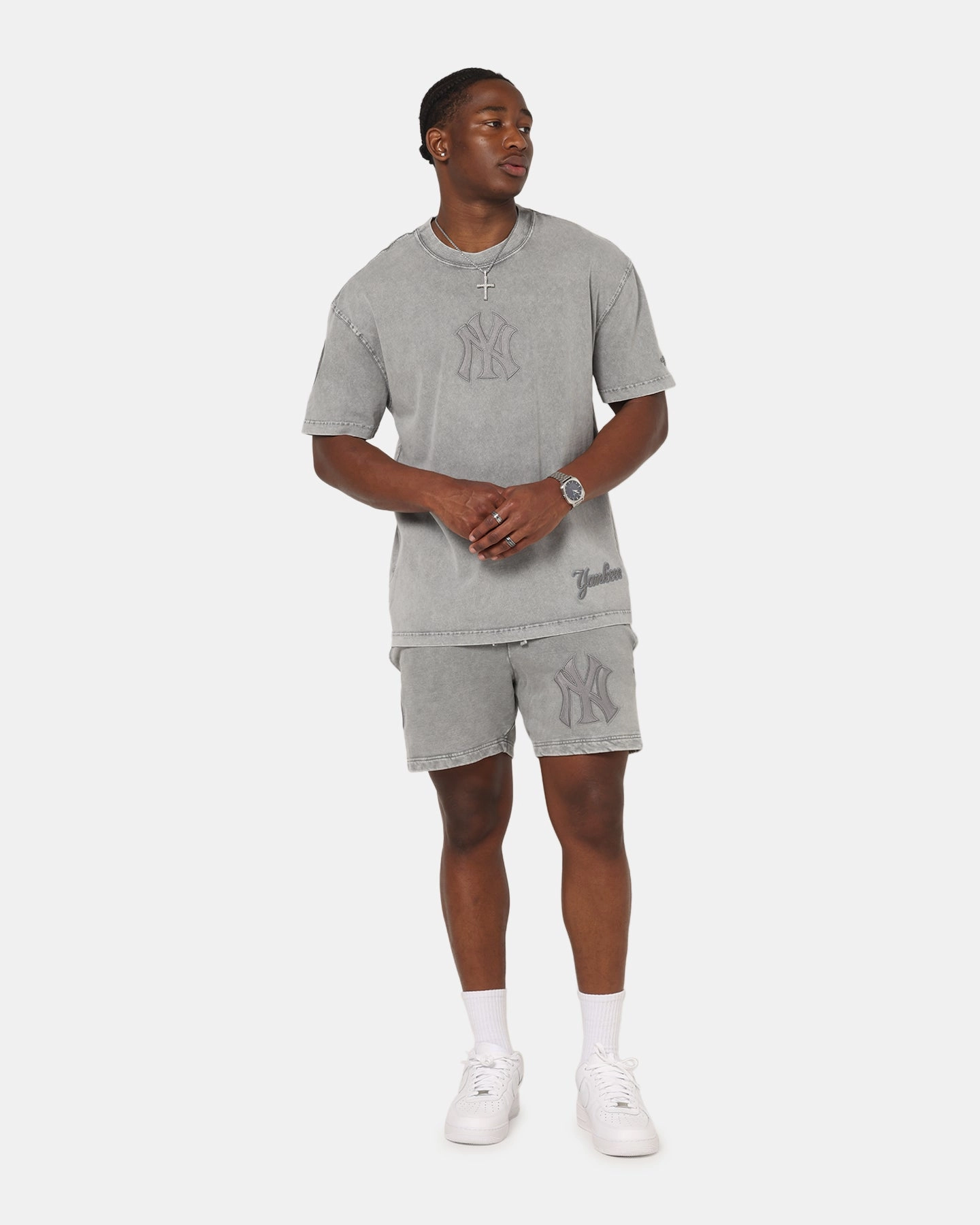 Pro Standard New York Yankees Washed Classic T-Shirt Washed Grey birthday party Anti Pilling Finish