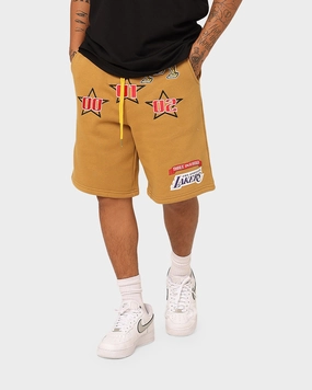Mitchell & Ness Los Angeles Lakers 3-Peat Shorts Bone Brown Walk Easy hat