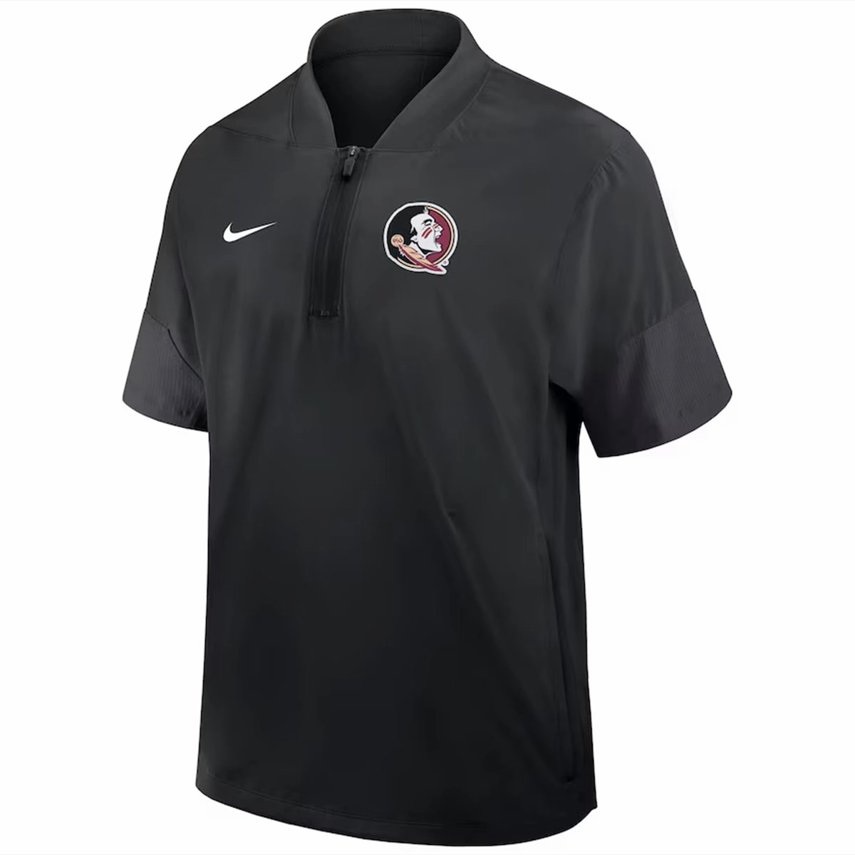 Nike Men's Seminole Logo Lightweight Short Sleeve Coach's Jacket - Black Hypoallergenic Fabric Blend