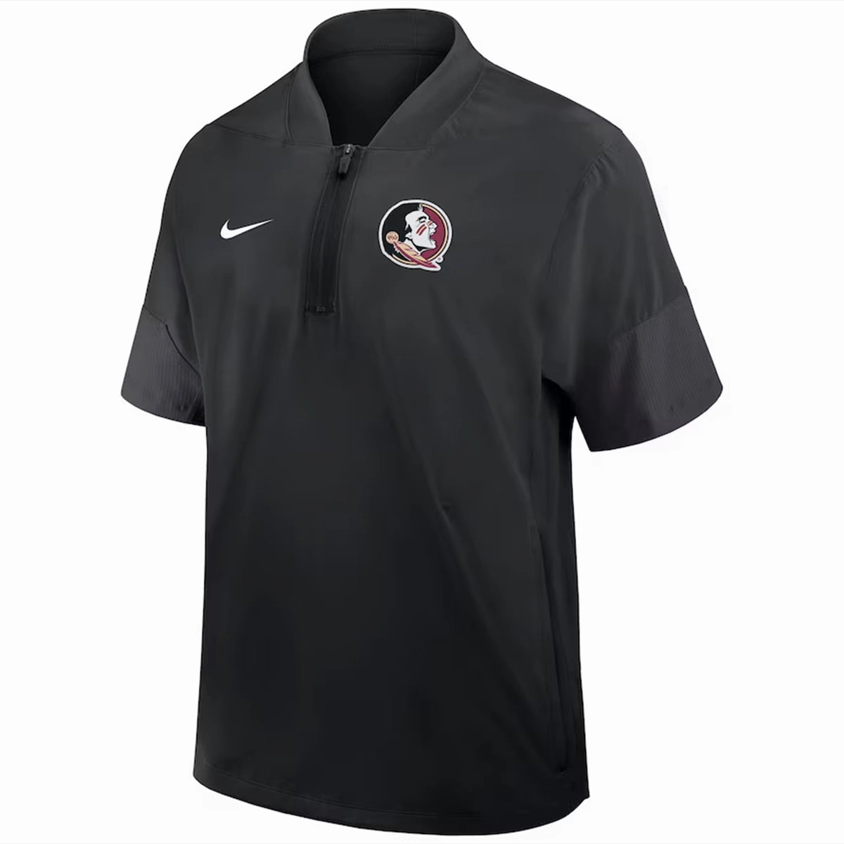 Heat Keep Sleek Comfort Nike Men's Seminole Logo Lightweight Short Sleeve Coach's Jacket - Black