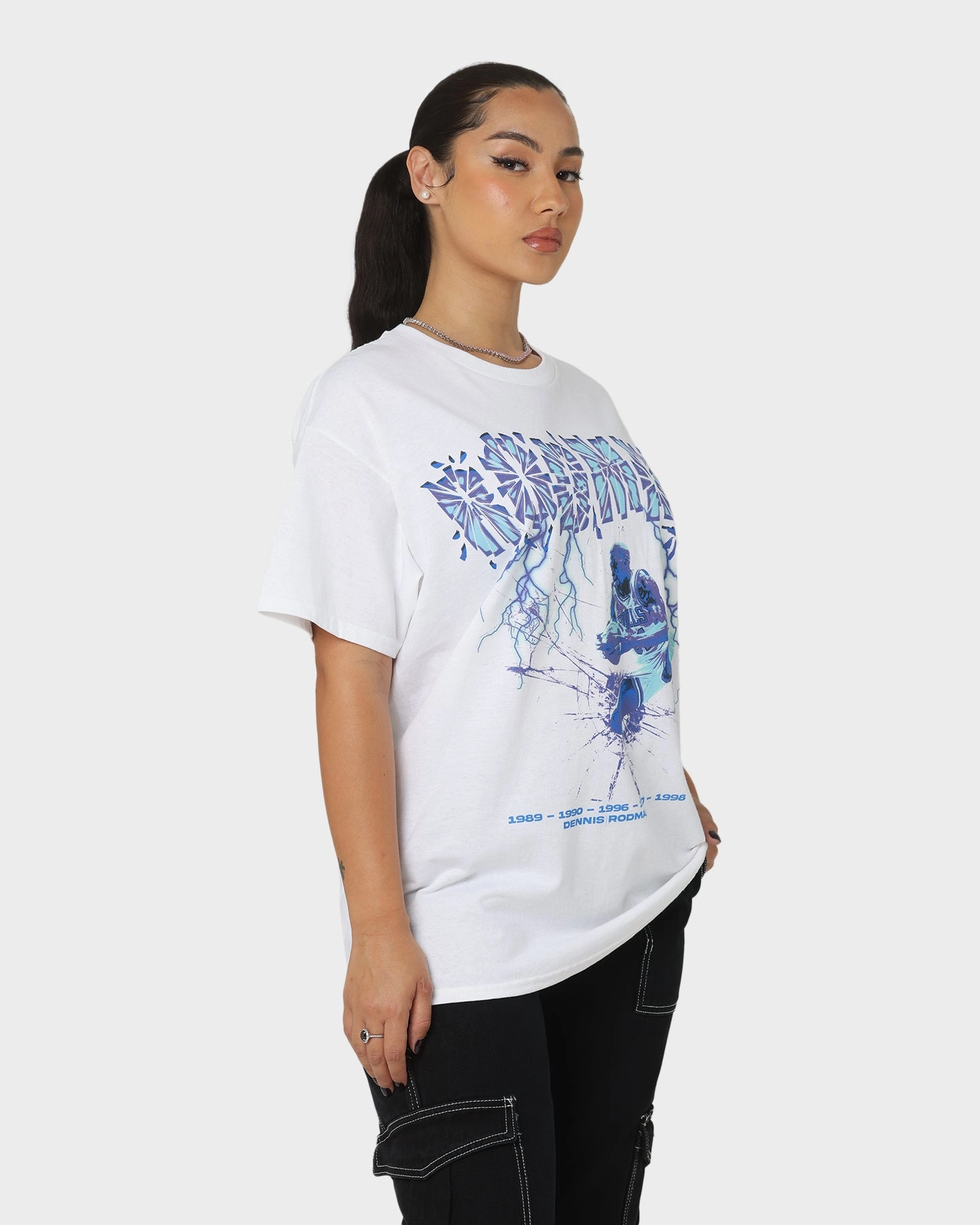Comfortable All Day Wear Rodman Brand Broken Glass T-Shirt White