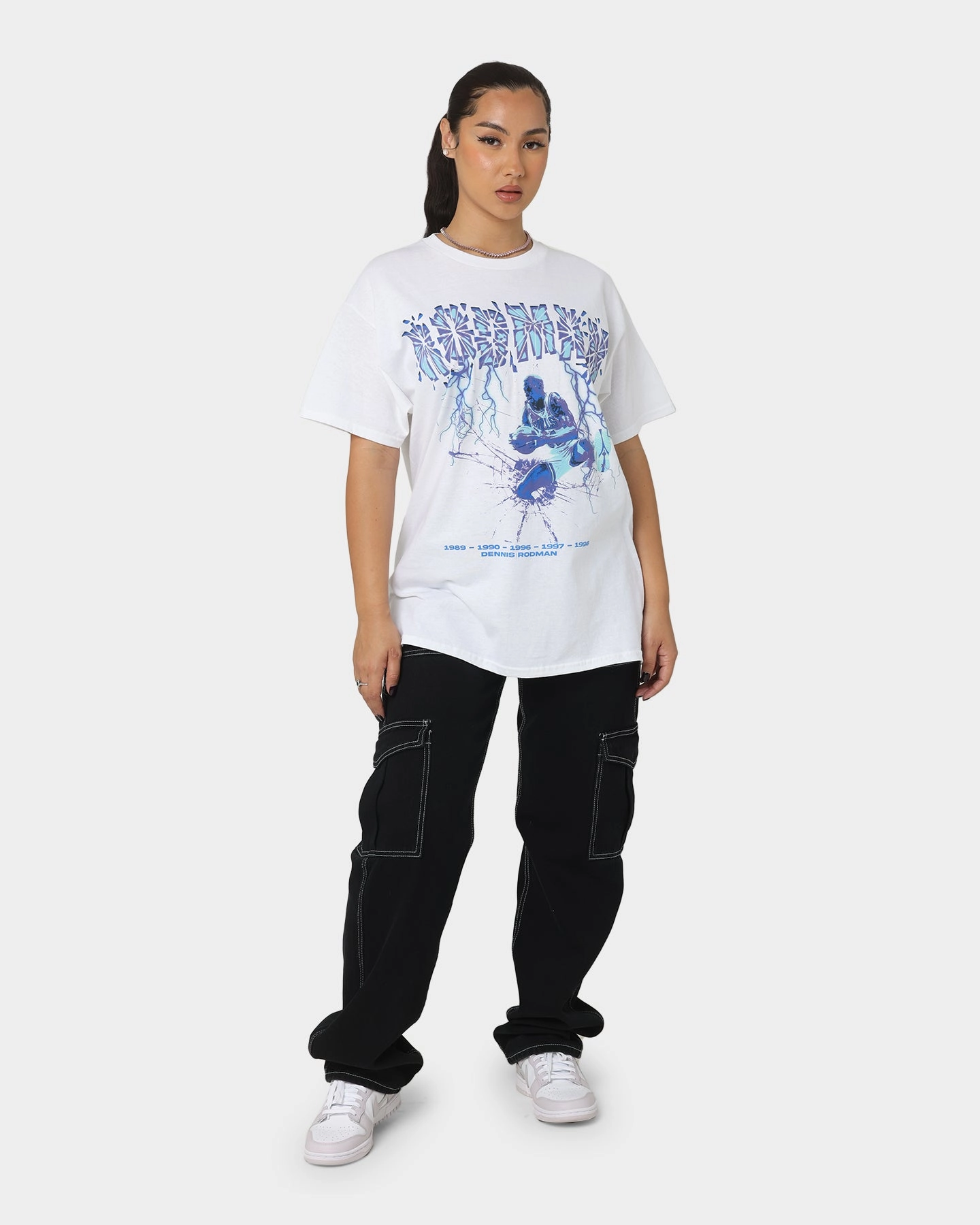 Rodman Brand Broken Glass T-Shirt White Fresh Trend Active Comfort Style