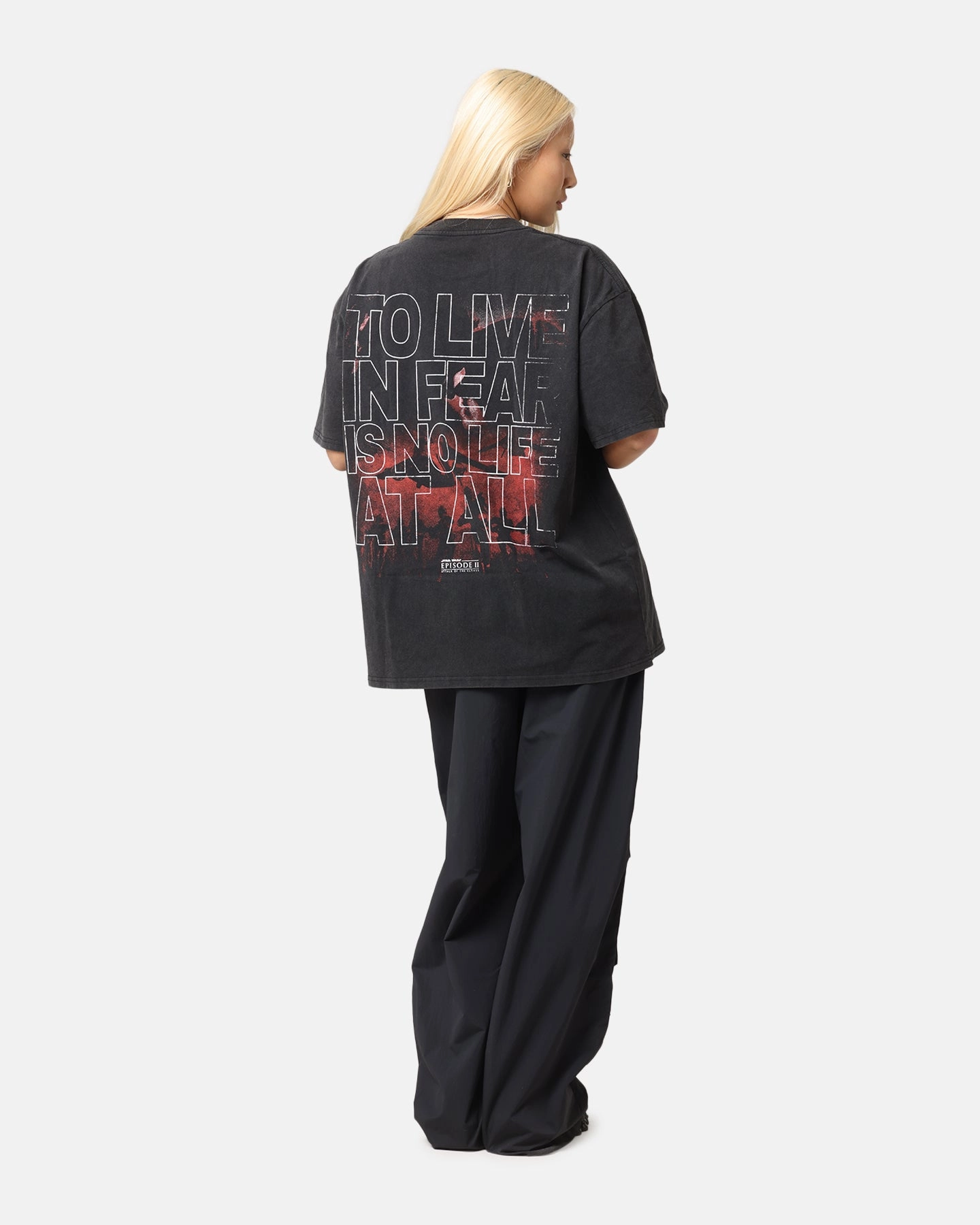 Fit for Any Season High Quality Printing Star Wars Episode II Vintage T-Shirt Black Acidwash