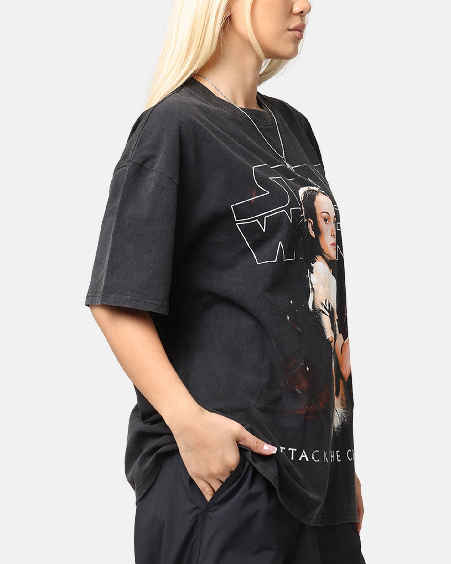Breathable and Comfortable Star Wars Episode II Vintage T-Shirt Black Acidwash