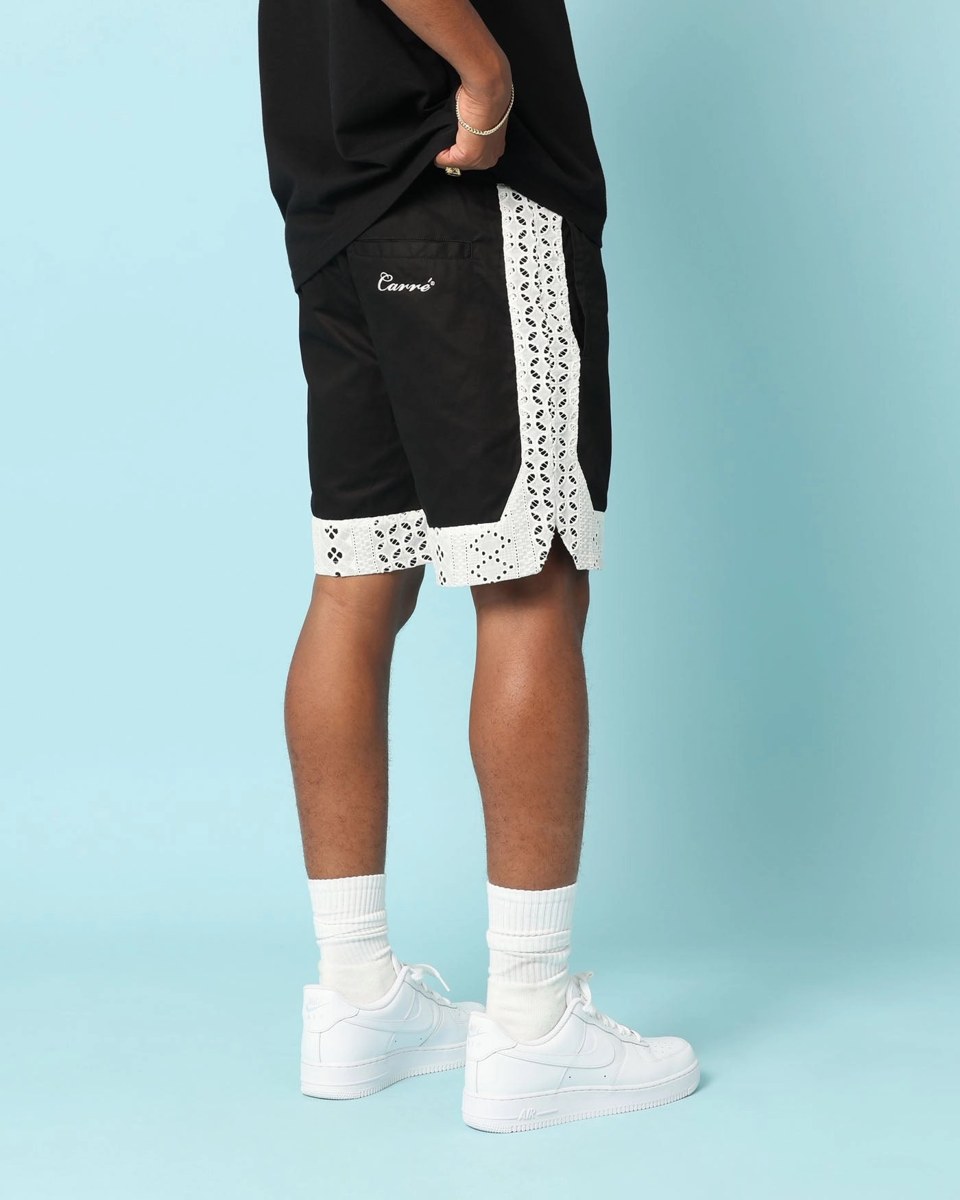 Anti Static Material Carr?? Bandana Lace Shorts Black