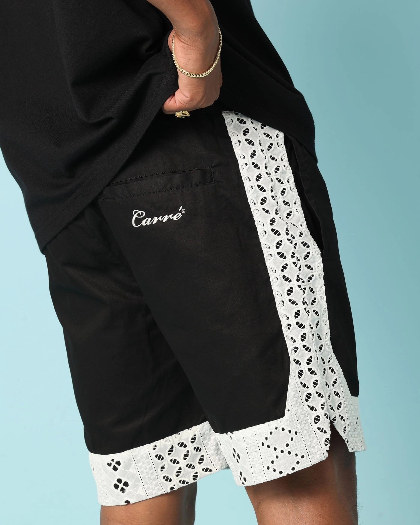 Carr?? Bandana Lace Shorts Black Travel Shorts anti slip grip